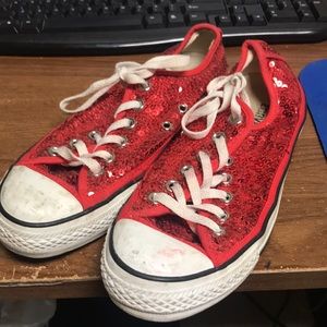 Converse Red Rhinestones women 8.5
